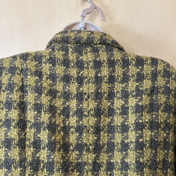 INC Green/gray plaid double breasted overcoat size M - Picture 6 of 8